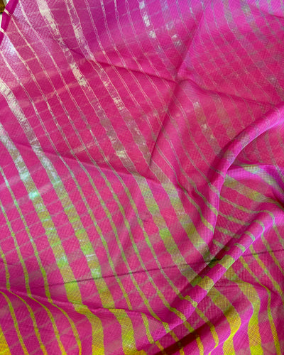 Kota Doria Cotton Leheriya Saree - Magenta