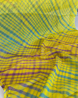 Kota Doria Cotton Leheriya Saree - Yellow