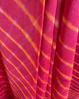 Maheshwari Silkcotton Leheriya Saree - Red Orange