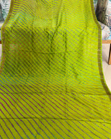 Maheshwari Silkcotton Leheriya Saree - Parrot Green