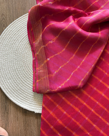 Maheshwari Silkcotton Leheriya Saree - Red Orange