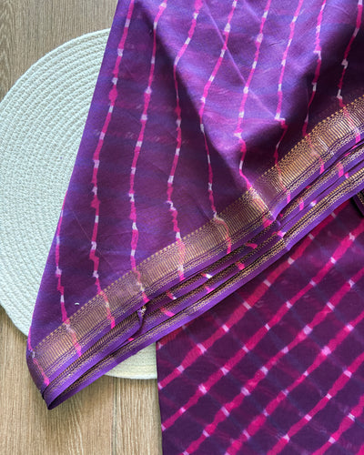 Maheshwari Silkcotton Leheriya Saree - Purple