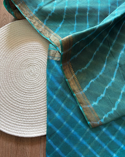 Maheshwari Silkcotton Leheriya Saree - Rama Green