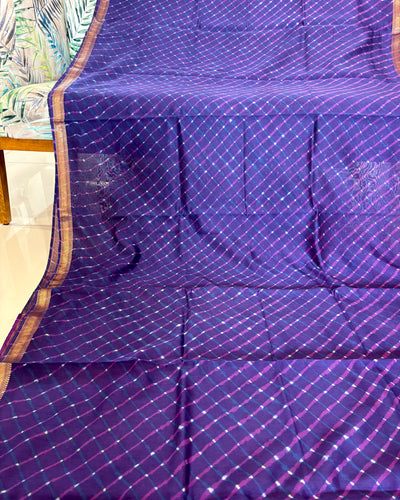 Maheshwari Silkcotton Leheriya Saree - Violet