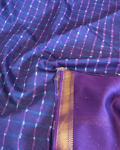 Maheshwari Silkcotton Leheriya Saree - Violet
