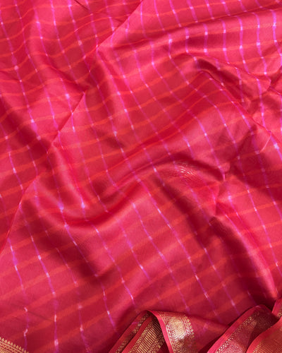 Maheshwari Silkcotton Leheriya Saree - Red