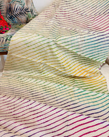Tussar Silk Leheriya Saree - Natural White