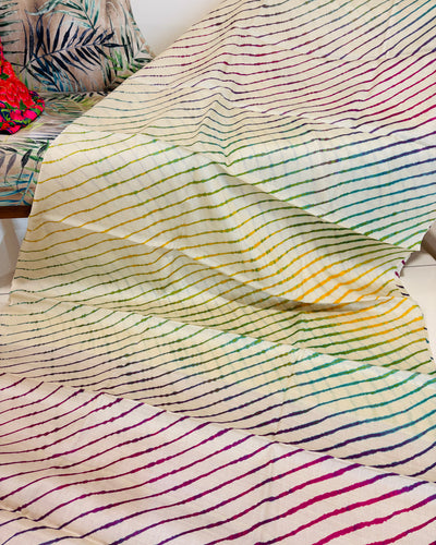 Tussar Silk Leheriya Saree - Natural White