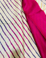 Tussar Silk Leheriya Saree - Natural White