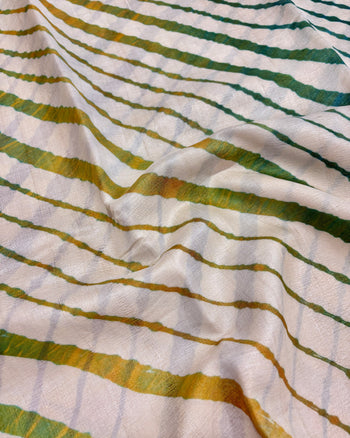 Tussar Silk Leheriya Saree - Natural White Bold