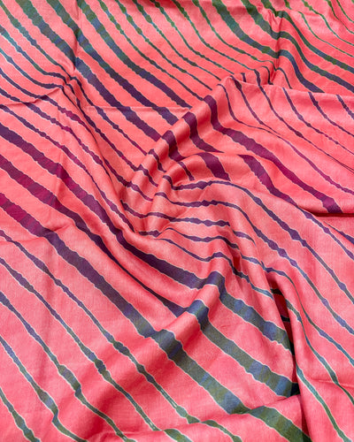 Tussar Silk Leheriya Saree - Deep Peach