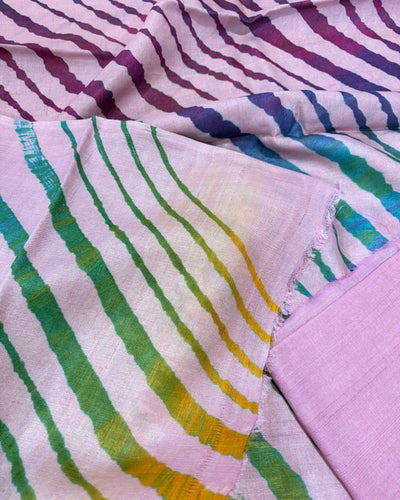 Tussar Silk Leheriya Saree - Onion Pink