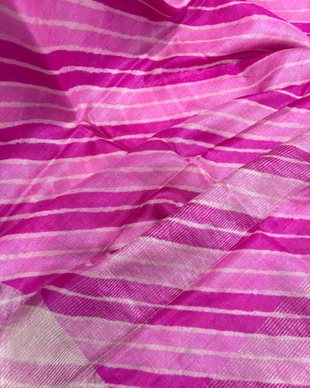 Tussar Silk Leheriya Saree - Rani Pink