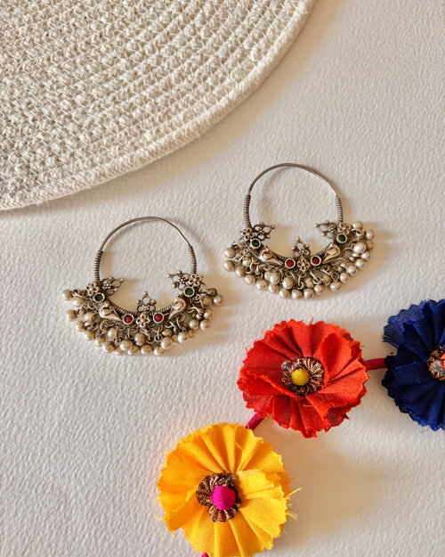 Phera Tribal Silver Chandbali