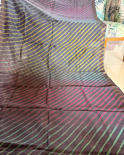 Maheshwari Silkcotton Leheriya Saree - Grey