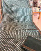 Maheshwari Silkcotton Leheriya Saree - Teal